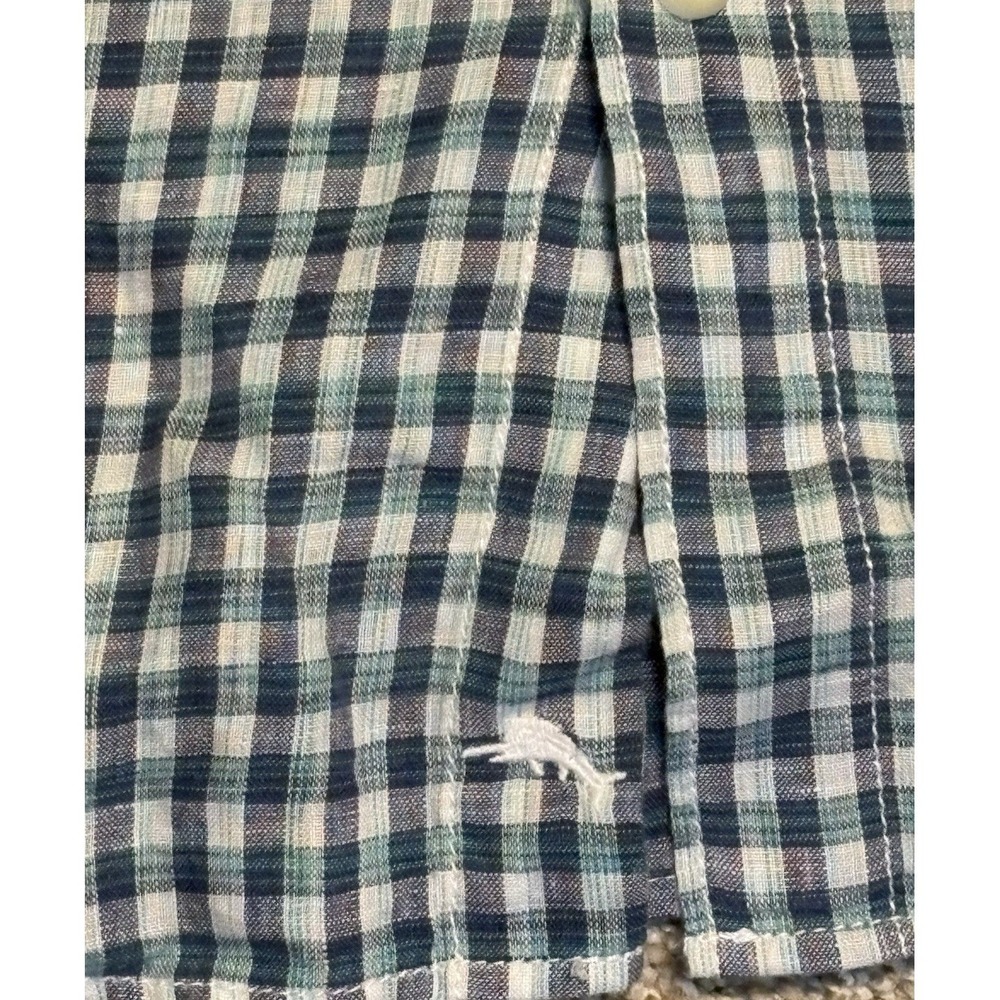 Tommy Bahama Mens Short Sleeve Gingham 100% Linen Button Up Shirt Large Damage - Picture 4 of 9